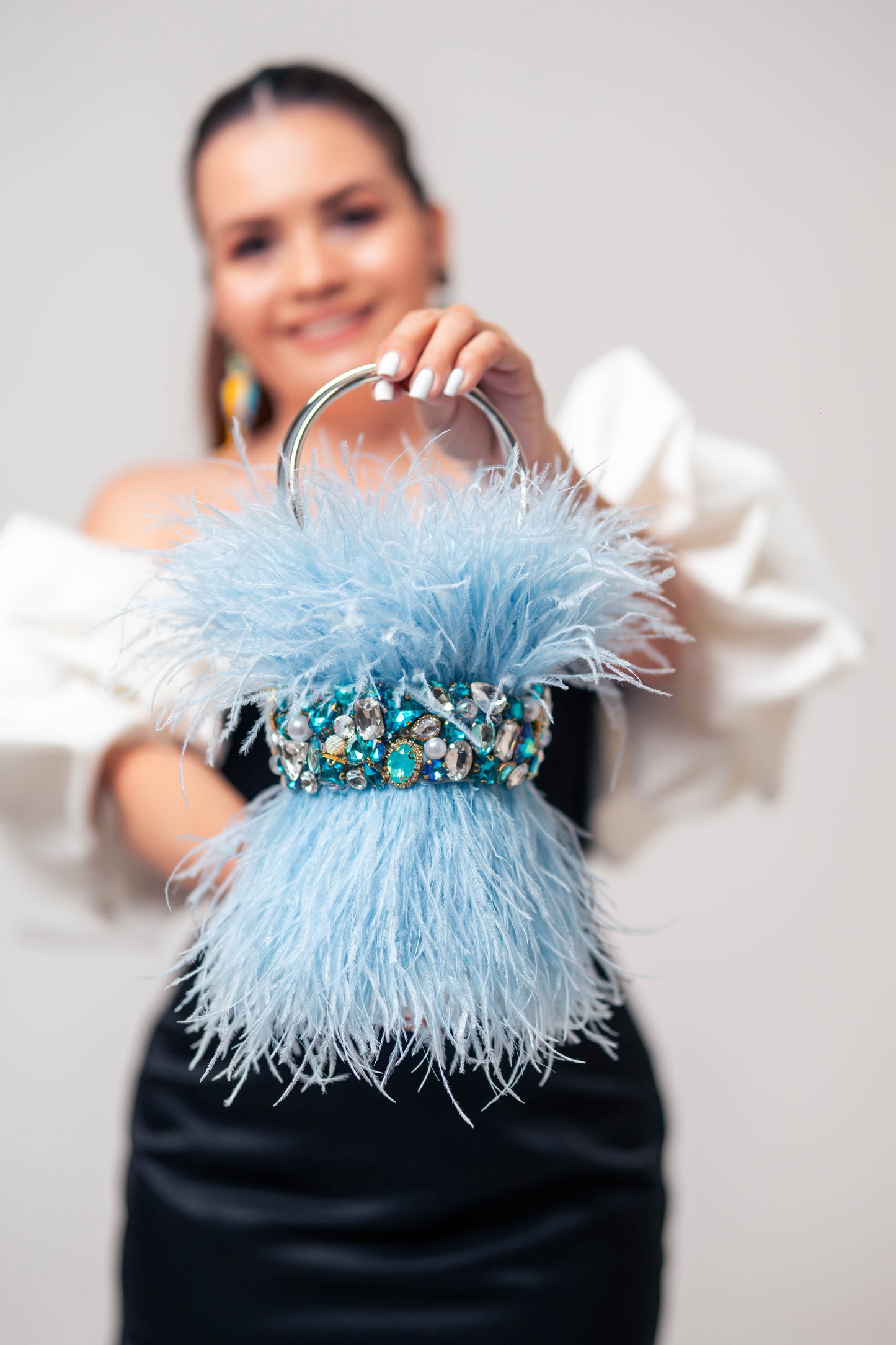 Blue Feather Luxe Bag